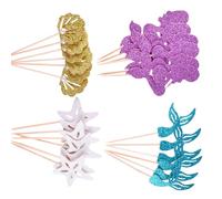 4/6 Patterned Cake Toppers Fish Design 0.3mm Thick Paper Party Accessories Easy Installation For Home Bakers Event Fish Tail Cake Toppers