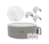 4-6 Person Inflatable Hot Tub Spa Starter Kit with Smart Pump - Rattan Effect - DL101