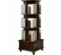 4-6 Tier Round Rotating Bookcase, 360° Floor Standing Bookshelf, Solid Wood Organizer for Study Room,Perfect for Corner Display