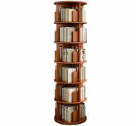 4-6 Tier Round Rotating Bookcase, 360° Floor Standing Bookshelf, Solid Wood Organizer for Study Room,Perfect for Corner Display