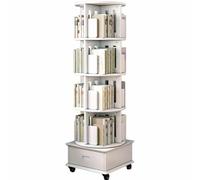 4-6 Tier Round Rotating Bookcase, 360° Floor Standing Bookshelf, Solid Wood Organizer for Study Room,Perfect for Corner Display