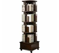 4-6 Tier Round Rotating Bookcase, 360° Floor Standing Bookshelf, Solid Wood Organizer for Study Room,Perfect for Corner Display