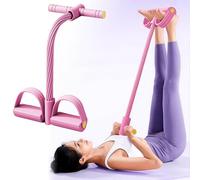 4/6-Tube Pedal Ankle Puller- 21 Fitness Resistance Bands 2025 Elastic Upgraded Stretch Band, Sit-Up Training Band AB Training Auxiliary Fitness Band, for Exercise Sit Up (Pink, 4 tubes)