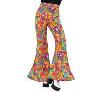 (4-6 UK, Multicoloured) Smiffys Womens/Ladies Rainbow Peace Costume Flared Trousers
