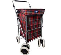 4/6 Wheel Strong Shopping Trolley Travel Market Walk Push Cart Beautiful Color Wheeled Bag (6 Wheel 47L, Red)