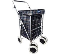 4/6 Wheel Strong Shopping Trolley Travel Market Walk Push Cart Beautiful Color Wheeled Bag (6 Wheel 60L, Dark Navy)