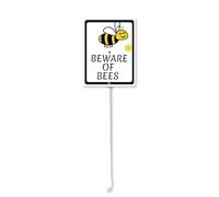 4.6 x 6 inch Garden Stakes Beware Of Bees Warning Yard Sign Decorative Plant Stake Lawn Art Patio Decor Pathway Ornaments Indoor