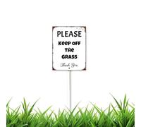 4.6 x 6 inch Grass Sign with Stakes,Please Keep Off The Grass Aluminum Yard Sign with Long Metal Stakes - Outdoor use