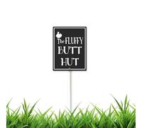 4.6 x 6 inch The Fluffy Butt Hut Yard Sign with Stake, Aluminum, Set of 1