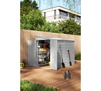 4.6 x 9 ft Pent Metal Garden Storage Shed Lean to Shed Motorcycle Shed with Lockable Door,White Living and Home White One Size