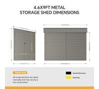 4.6 x 9FT Metal Pent Roof Garden Storage Shed