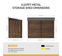 4.6 x 9FT Metal Pent Roof Garden Storage Shed