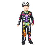 (4-6 Years, Black/Multicoloured) Paw Patrol Childrens/Kids Skeleton Costume Set