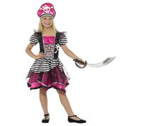 (4-6 Years, Black/Pink) Smiffys Girls Perfect Pirate Costume Set