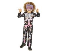 (4-6 Years, Black/Rose Gold/Pink) Smiffys Girls Skeleton Sparkly Costume