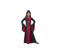 Hooded Vampire Girls Fancy Dress Halloween Childs Vampiress Kids Costume Robe