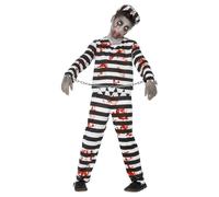 (4-6 Years, White/Black/Red) Smiffys Childrens/Kids Zombie Convict Costume Set