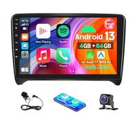 4+64G Android 13 Car Stereo for Audi TT MK2 8J 2006-2014 Wireless Carplay Android Auto, with 9 inch IPS Touch Screen Bluetooth EQ FM RDS WiFi NAV SWC Mirror Link Split Screen + AHD Backup Camera Mic