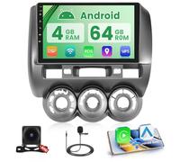 4+64G Android 15 Car Radio for Honda Fit Jazz 2002-2008 with Wireless Carplay Android Auto, 9’’ IPS 1280 * 720 Touchscreen for Fit Jazz Car Play Stereo with Bluetooth 5.0 DSP GPS WiFi Dual USB