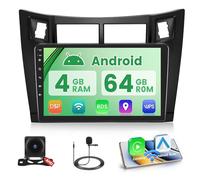4+64G Android 15 Car Radio Stereo for Toyota Yaris 2008-2011 with Wireless Carplay Android Auto, 9’’ IPS 1280 * 720 Touchscreen Car Play Radio with Bluetooth 5.0 DSP GPS WiFi Dual USB