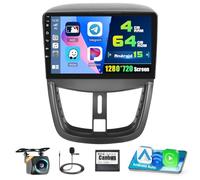 4+64G Android 15 Car Stereo for 2006-2015 Peugeot 207 CC,9 inch IPS 1280 * 720 Touch Screen Radio Wireless Apple Carplay Android Auto DSP 5G WiFi Bluetooth GPS FM RDS+Free AHD Backup Camera
