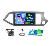 4+64G Android 15 Car Stereo for Kia Picanto Morning 2011-2017,9 inch IPS 1280 * 720 Touch Screen Radio Wireless Apple Carplay Android Auto DSP 5G WiFi Bluetooth GPS FM RDS+Free AHD Backup Camera