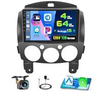 4+64G Android 15 Car Stereo for Mazda 2 2007-2014,9 inch IPS 1280 * 720 Touch Screen Radio Wireless Apple Carplay Android Auto 32EQ 5G WiFi Bluetooth GPS FM RDS+Free AHD Backup Camera