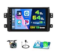 4+64G Android 15 Car Stereo for Suzuki SX4 2006-2013,9 inch IPS 1280 * 720 Touch Screen Radio Wireless Apple Carplay Android Auto DSP 5G WiFi Bluetooth GPS FM RDS+Free AHD Backup Camera