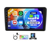 4+64G Car Stereo for Audi A3 S3 RS3 8P 2003 2004 2005 2006 2007 2008-2012 Fit for Apple Carplay Android Auto GPS Navi with 9in Touchscreen WiFi Bluetooth RDS Mirror Link SWC Split Screen Backup Camera