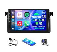 4+64G Car Stereo for BMW 3 Series E46 1999-2005, 2 Din Car Radio with Wireless Carplay Android Auto Bluetooth 5.0 Wifi GPS Navi, 9 inch IPS Touchscreen EQ FM/RDS SWC Mirror Link DAB+ Backup Camera Mic