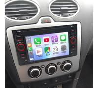 4+64G Double Din Car Stereo with CarPlay Wireless for Ford Focus MK2 2005-2008 7 Inch HD Touchscreen 2 Din Car Radio Head Unit for Android Auto Mirror Link, BT, FM, EQ SWC/UI Backup Camera
