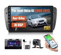 [4+64G] for For Seat Ibiza 6j 2009 2010 2011 2012 2013 Android Car Stereo, 9 Inch Touchscreen Radio Carplay/Android Auto GPS Navigation Mirror Link Bluetooth AI DSP FM RDS EQ+ AHD Backup Camera