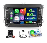4+64G Radio for VW Passat Seat Golf 5 6 Skoda Polo Tiguan, 9'' IPS Touchscreen Stereo Android 15 Wireless Apple Carplay Android Auto 32EQ 5G WiFi 1080P Bluetooth +Free AHD Backup Camera