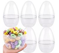 4.68 Inch Clear Easter Eggs Bulk, Plastic Transparent Easter Eggs Fillable Easter Eggs Empty for DIY Baskets or Egg Hunt Decor,Basket Stuffers,Easter Toy for Filling Candy,Easter Party Favors(5Pcs)