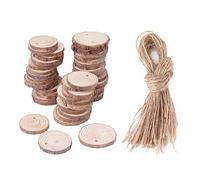4-6cm Drilled Hole Unfinished Log Wooden Discs50Pcs Unfinished Wood Slices for DIY Crafting Party Decoration with Hole and Rope Handcraft Materials