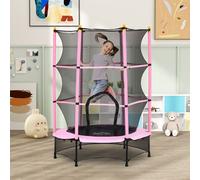 HOMCOM 4.6ft Kids Trampoline with Safety Enclosure Pink, none