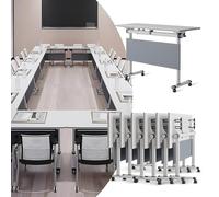 4.6FT Conference Room Tables, Folding Table with Caster Wheels for Meeting Room, Large Rectangle Seminar 2-10 People, Training Office Classrooms (White2 6Pack)