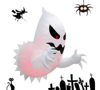 4.6Ft Inflatable Halloween Ghost With Red Light, Halloween Inflatable Scary Flying Ghost Broke Out From Window, Spooky Inflatables Built-in LEDs For Home Garden Party Props