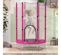 4.6FT Kids Trampoline w/ Safety Enclosure Net, for Indoor Outdoor AIYAPLAY Pink One Size