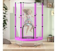 AIYAPLAY 4.6FT Kids Trampoline with Safety Enclosure Net, Recreational Toddler Trampoline for Indoor Outdoor Use, Ages 3-6 Years, Octopus Pattern - Purple