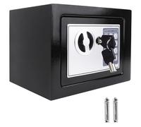 4.6L Black Digital Security Safe Box for Home, Cash Box Safe Fireproof, Electronic Safe Box with Key and Password, Steel Money Storage Safe Protective for Home Hotel, Wall/Surface Mounted