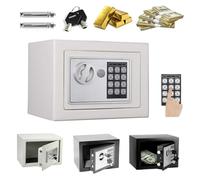 4.6L Digital Steel Safe, Fireproof Safe Boxes for Home, Electronic Password Cabinet Security Money Cash Safes with Digital Keypad & 2 Keys, Anti-theft Wall Safes for Home Office Hotel Business, White
