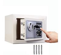 4.6L Digital Steel Safety Box Safe Electronic Security Coffer Safety Deposit Box Waterproof Fire Resistant 2 Manual Override Keys-Protect Money with Keypad Home Office Cash Money Passports White
