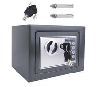 4.6L Electronic Digital Safe Box, Fireproof Security Box Home Office Money Cash Jewelry Steel Safety Box with 2 keys, Wall Mounted Mini Safe for Home Office Hotel, 23 X 17 X 17 CM, Grey
