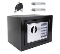 4.6L Electronic Digital Safe Box, Fireproof Security Box Home Office Money Cash Jewelry Steel Safety Box with 2 keys, Wall Mounted Mini Safe for Home Office Hotel, 23 X 17 X 17 CM, Black