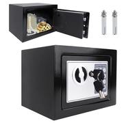 4.6L Home Digital Safe, High Security Safe Steel Construction, Fireproof Waterproof Electronic Password Cabinet with Code & Key for Home, Security, 22.9x17.1x17.2cm, Black
