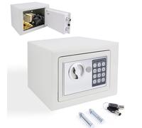 4.6L Home Digital Safe, High Security Safe Steel Construction, Fireproof Waterproof Electronic Password Cabinet with Code & Key for Home, Security, 22.9x17.1x17.2cm, White
