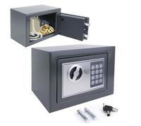 4.6L Home Digital Safe, High Security Safe Steel Construction, Fireproof Waterproof Electronic Password Cabinet with Code & Key for Home, Security, 22.9x17.1x17.2cm, Grey