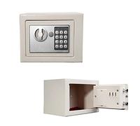 4.6L Mini Waterproof Fireproof Safe Box Digital Electronic Cash Box Solid Steel Digital Keypad Security Safe for Home Office Security,White