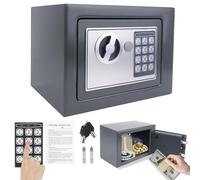 4.6L Small Home Safes Fireproof with Key, Mini Money Safe Lock Box Wall Mounted with Electronic Digital Keypad, Security Safety Cabinet for Home Office Hotel Jewelry Cash ID Documents Storage, Grey